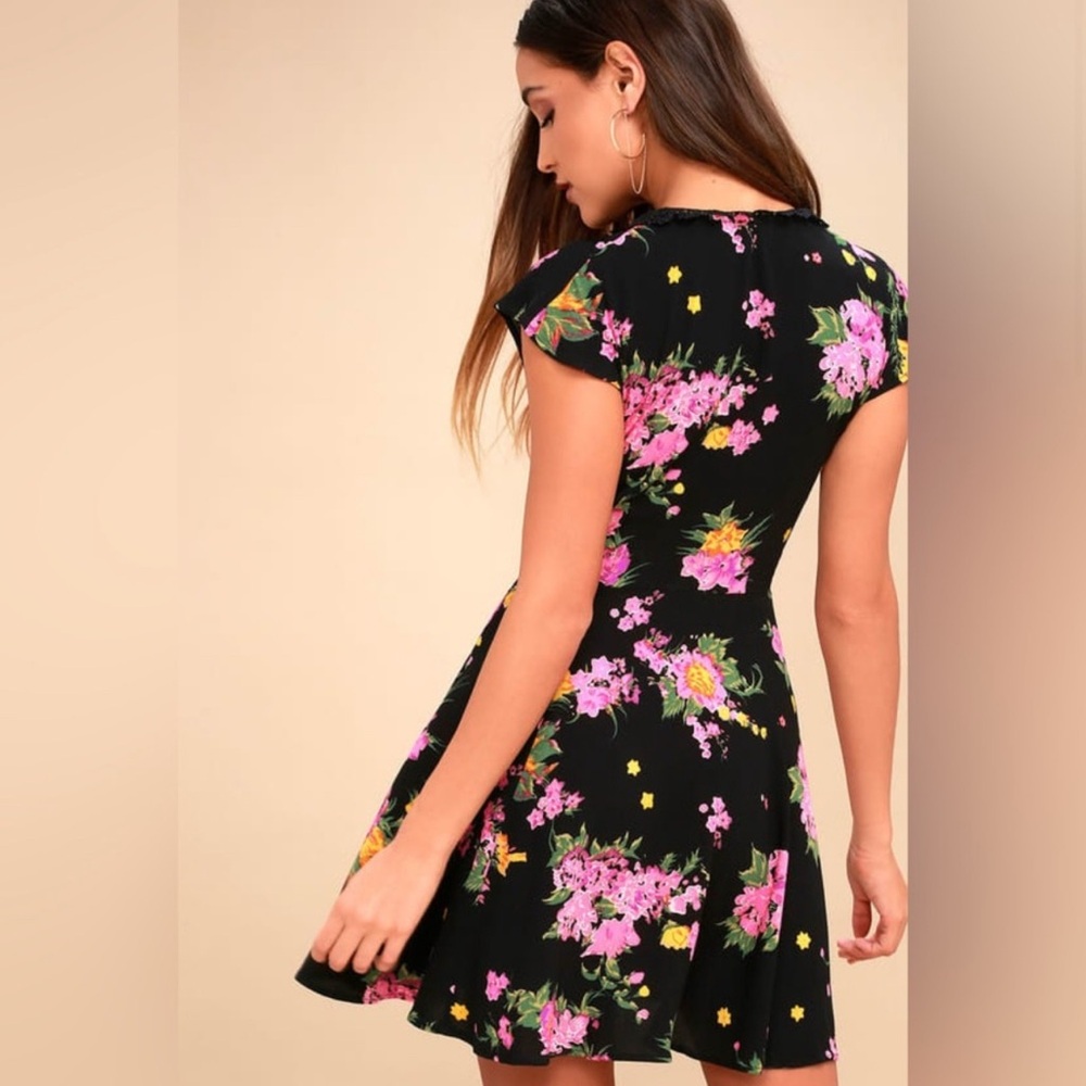 Free People black and pink floral dress